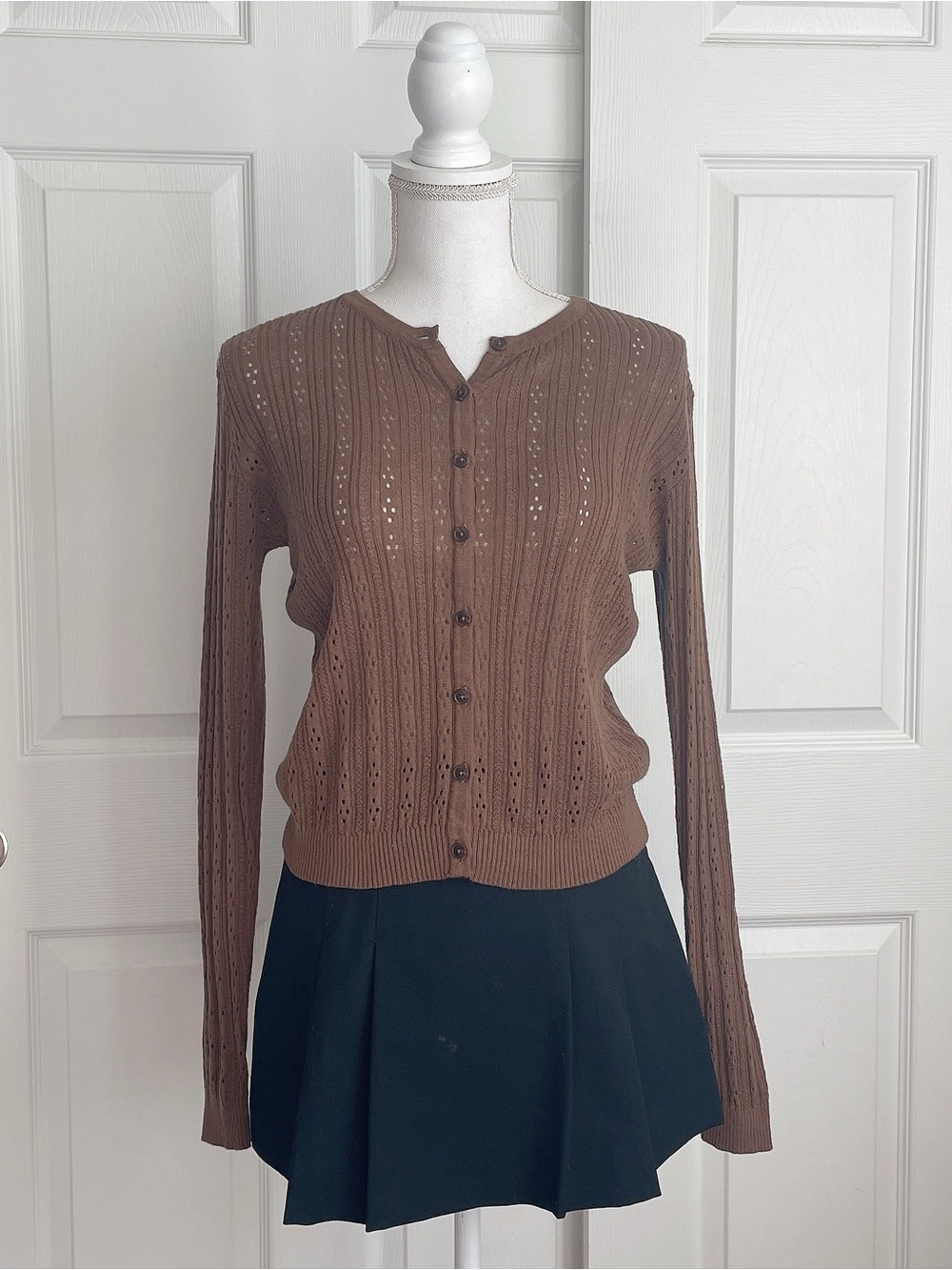 Brandy Melville brown eyelet cardigan